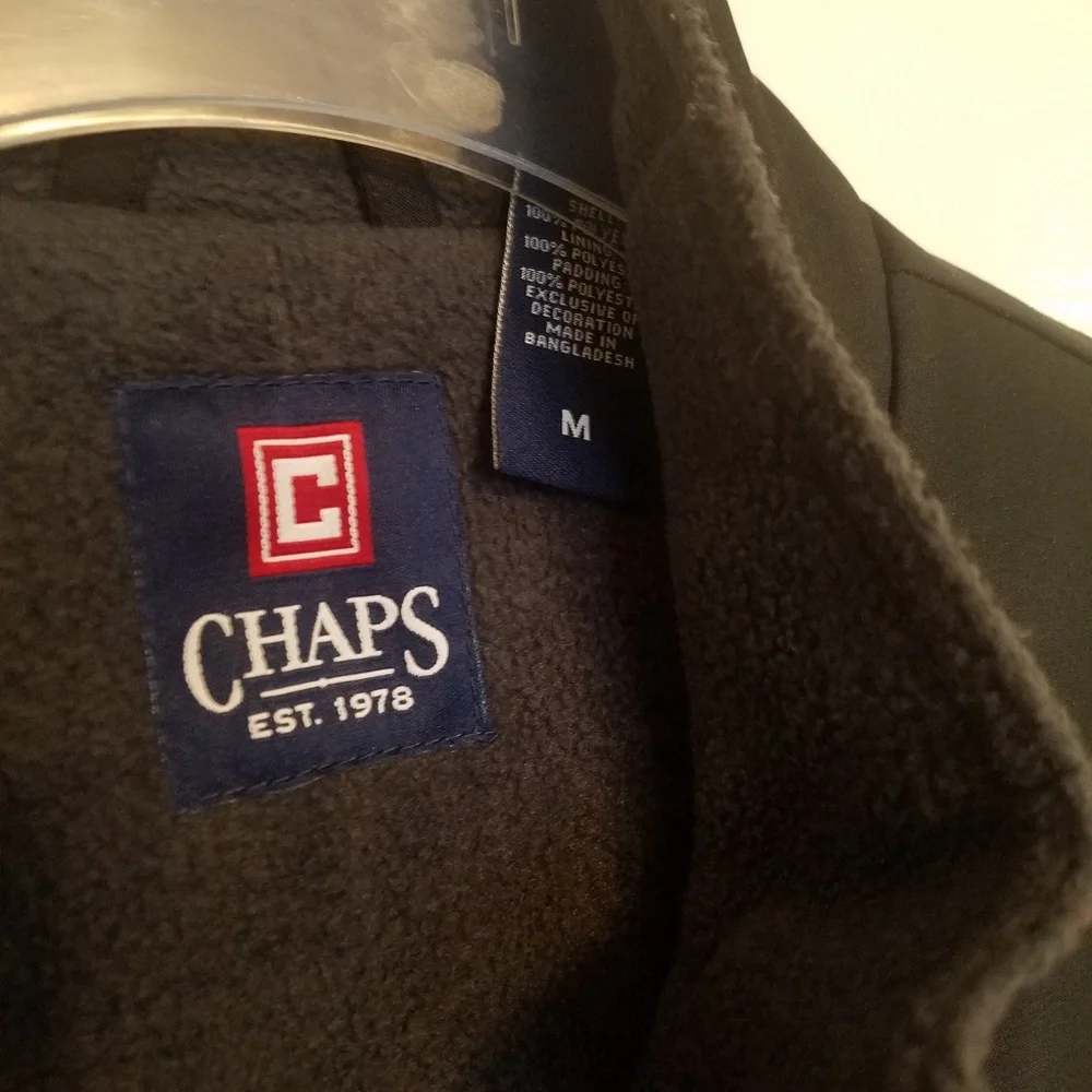 Chaps Medium Vest Black Zip Up Outerwear with 2 Zip Pockets Puffer